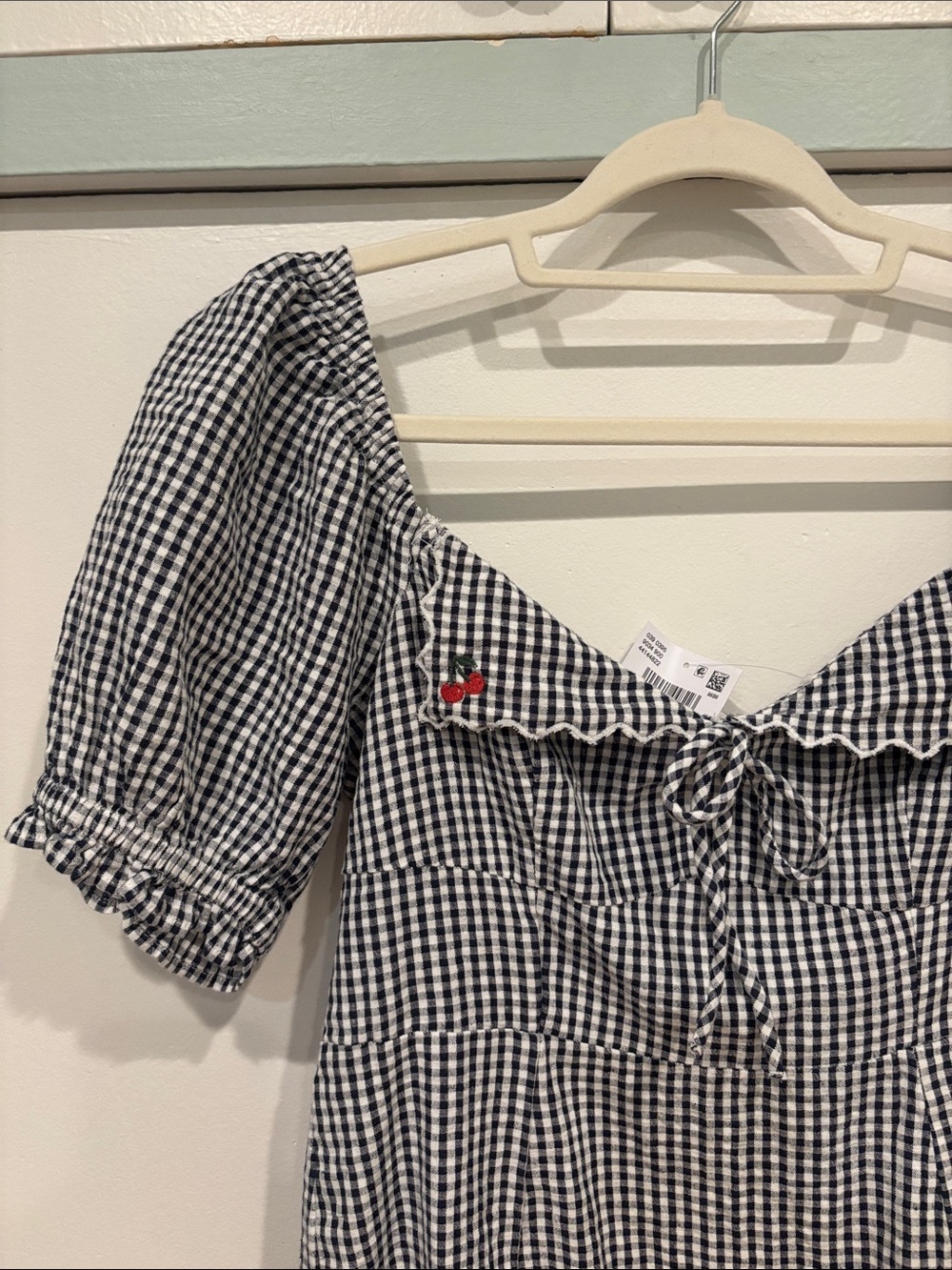 American Eagle Outfitters Black and White Gingham Puff Sleeve Dress - Picture 2 of 5